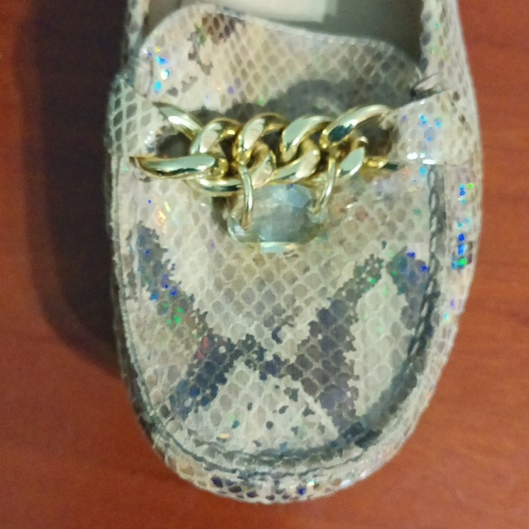 Stuart Weitzman python print 7.5 holographic overlay tan & brown flats - Picture 11 of 17
